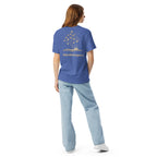  Literary premium unisex t-shirt with Enchanted Tree Glowing Books back design in Mystic Blue