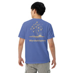  Literary premium unisex t-shirt with Enchanted Tree Glowing Books back design in Mystic Blue