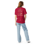  Literary premium unisex t-shirt with Enchanted Tree Glowing Books back design in Red