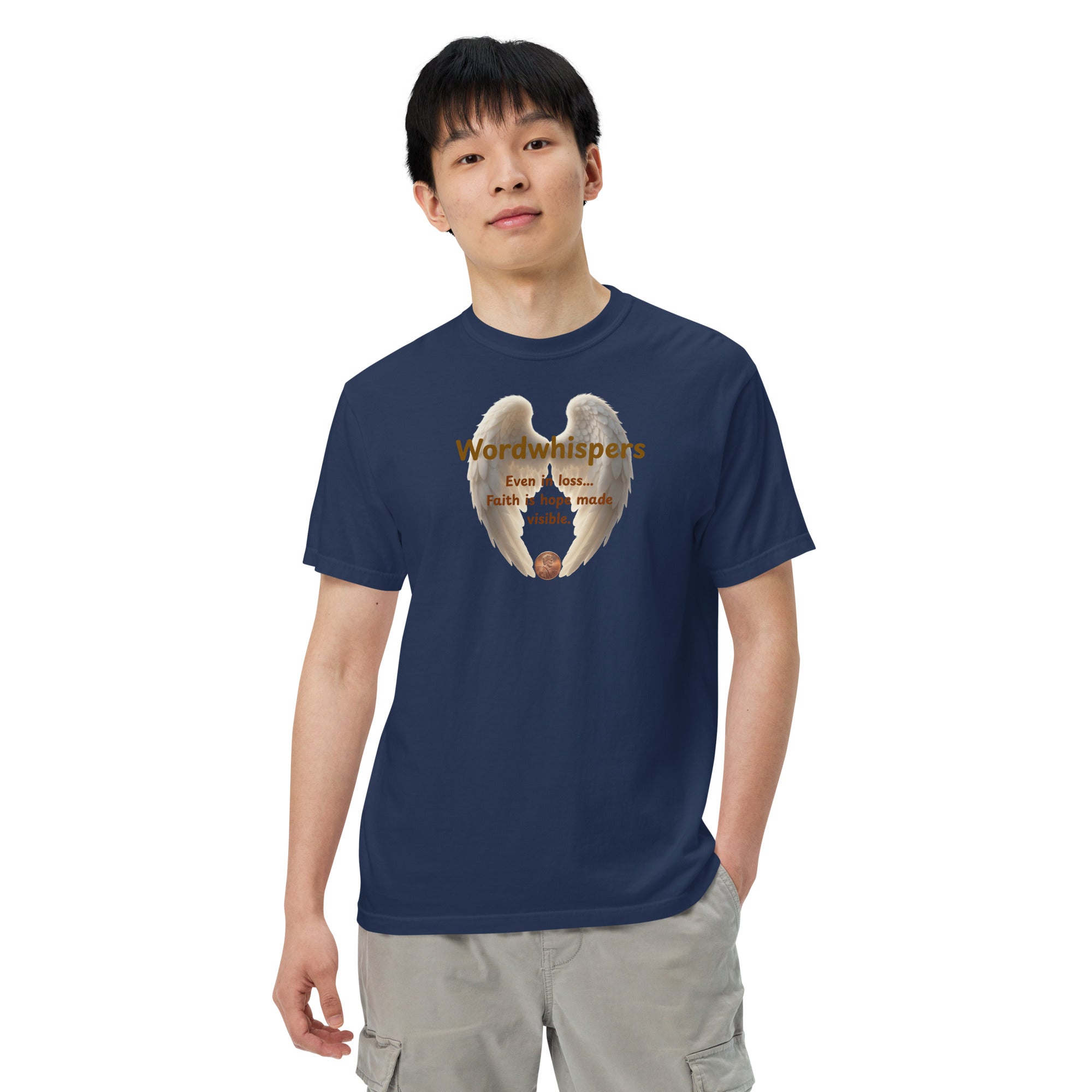 Book lover heavyweight t-shirt Pennies from Heaven - unisex literary  apparel in true navy
