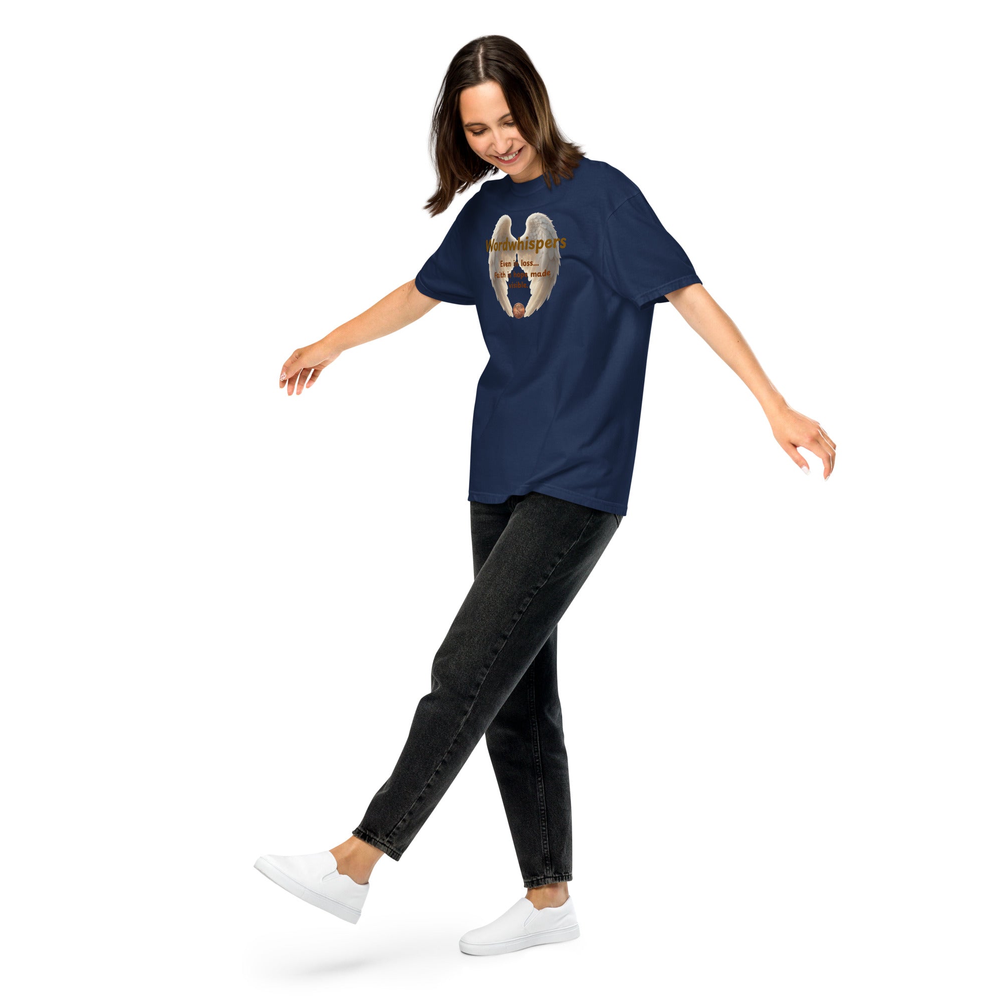 Book lover heavyweight t-shirt Pennies from Heaven - unisex literary  apparel in true navy
