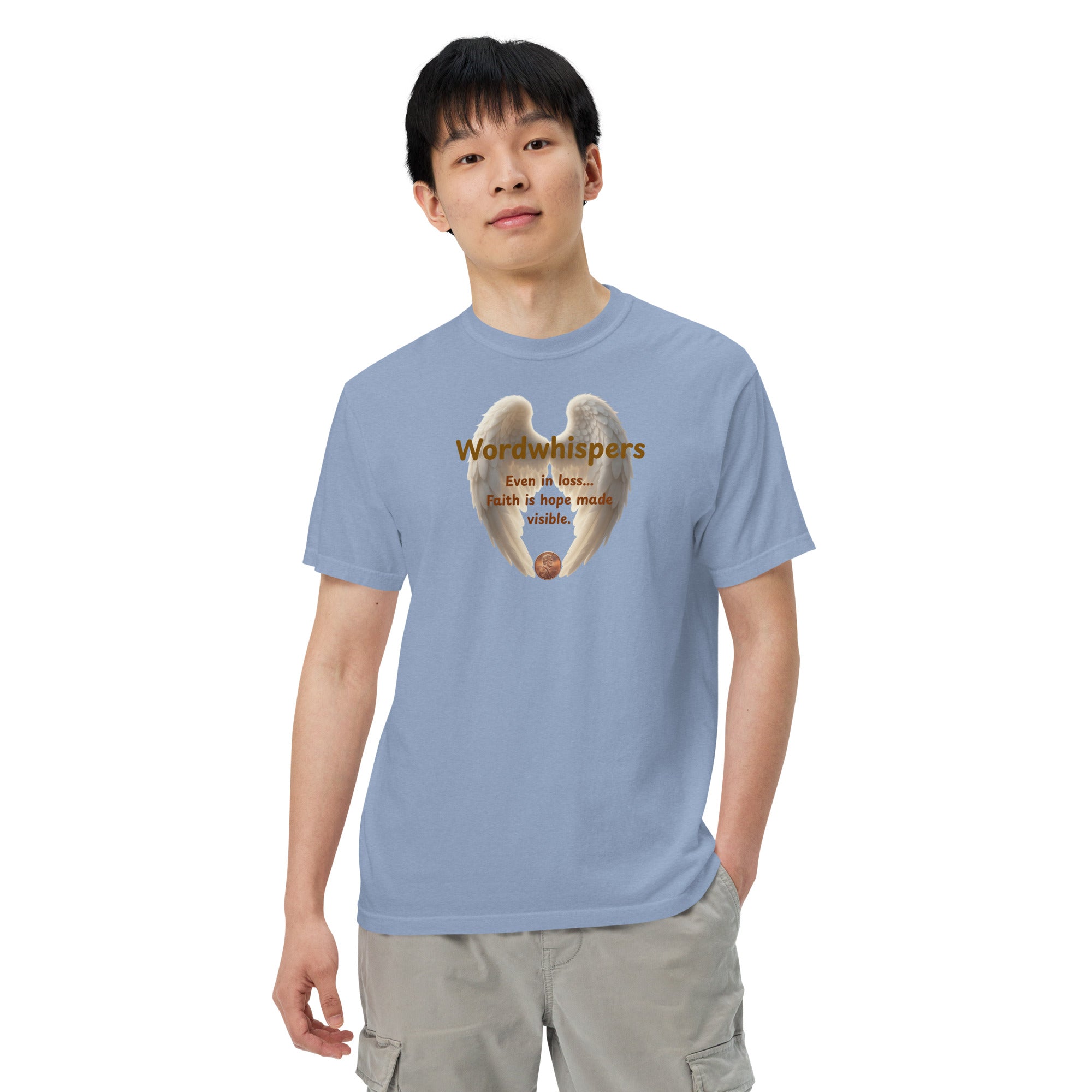 Book lover heavyweight t-shirt Pennies from Heaven - unisex literary  apparel in washed denim