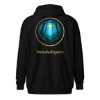 Book lover zip hoodie with glimmer of light design in black