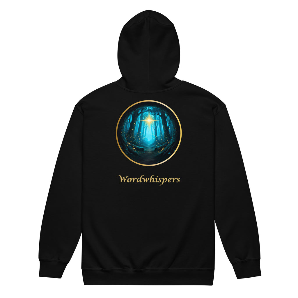 Glimmer zip hoodie- extended size-back-in black