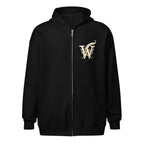 Mystical Tree unisex literary zip hoodie — soft fleece with Mystical Tree design and full zip closure — black, front view
