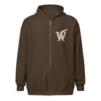 Mystical Tree unisex literary zip hoodie — soft fleece with Mystical Tree design and full zip closure — dark chocolate, front view