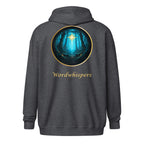 Book lover zip hoodie with glimmer of light design in dark heather
