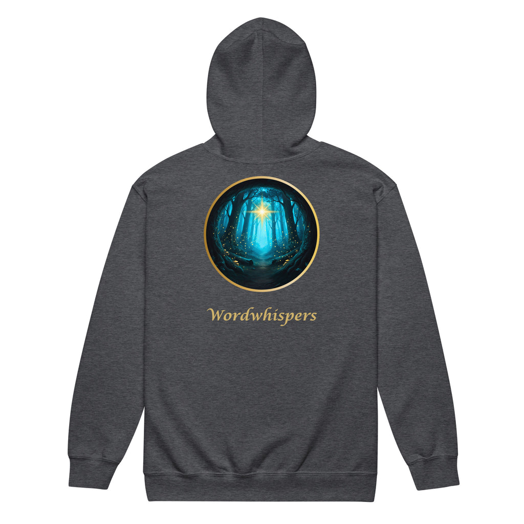 Glimmer zip hoodie- extended size-back-in dark heather