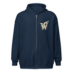 Mystical Tree unisex literary zip hoodie — soft fleece with Mystical Tree design and full zip closure — navy, front view
