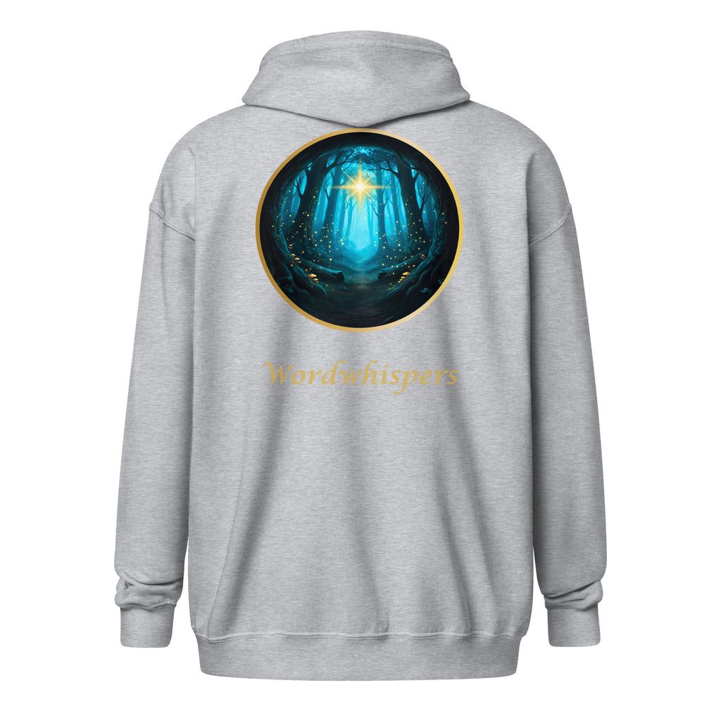 Book lover zip hoodie with glimmer of light design in sport grey
