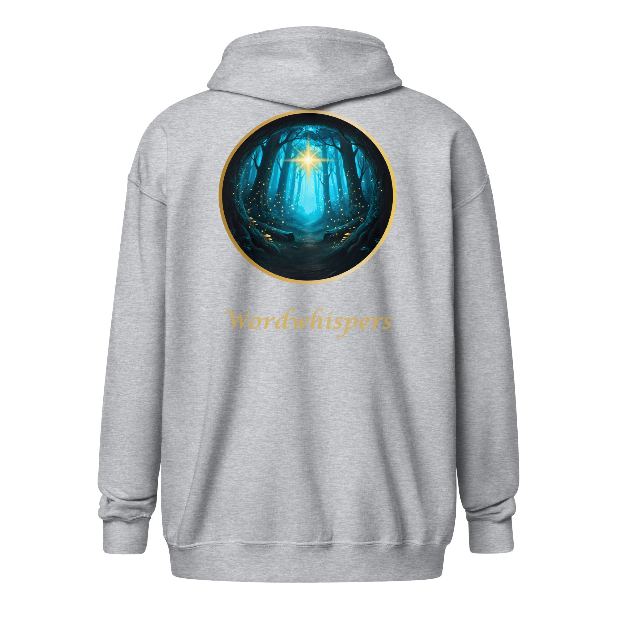 Book lover zip hoodie with glimmer of light design in sport grey