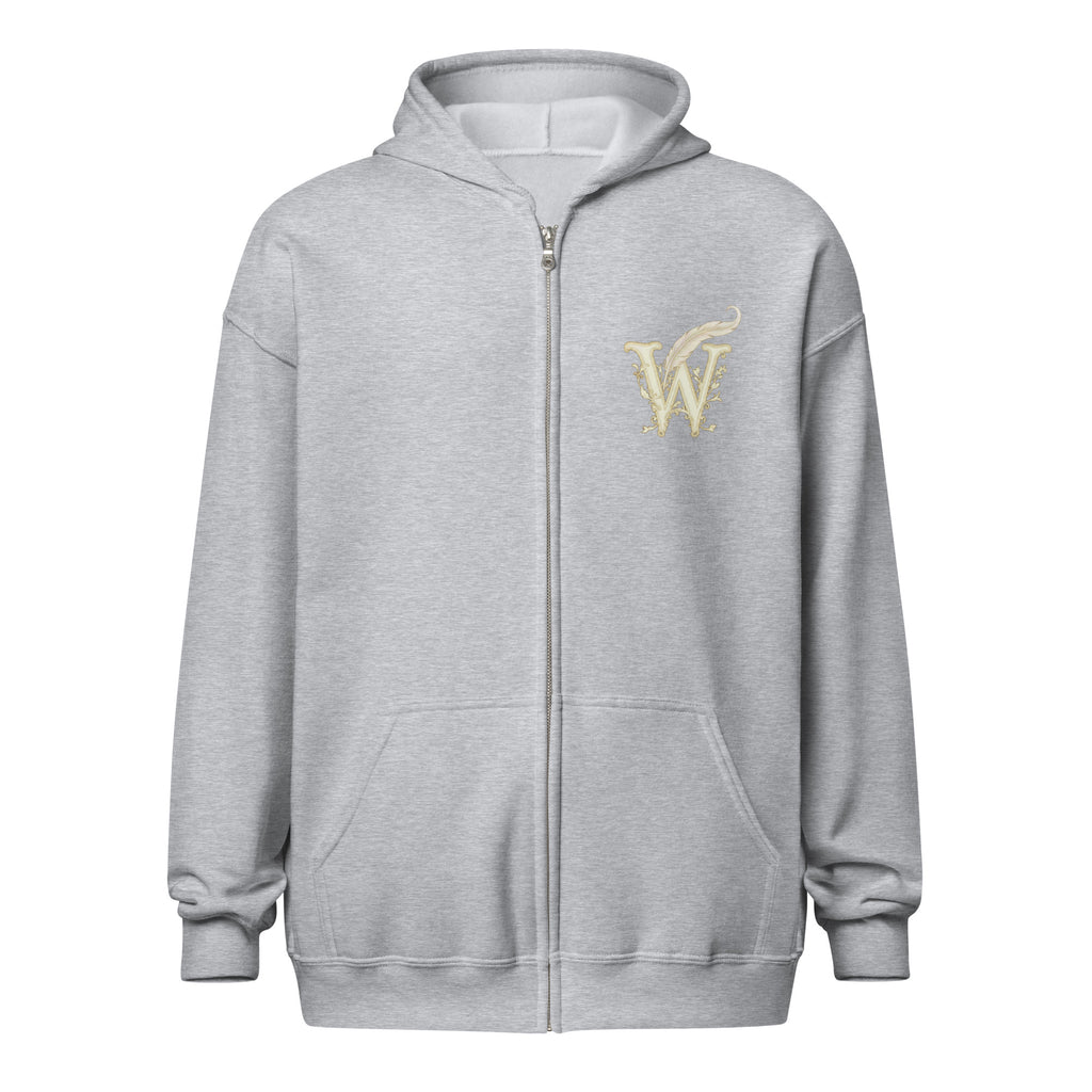 Book lover zip hoodie with glimmer of light design in sport grey