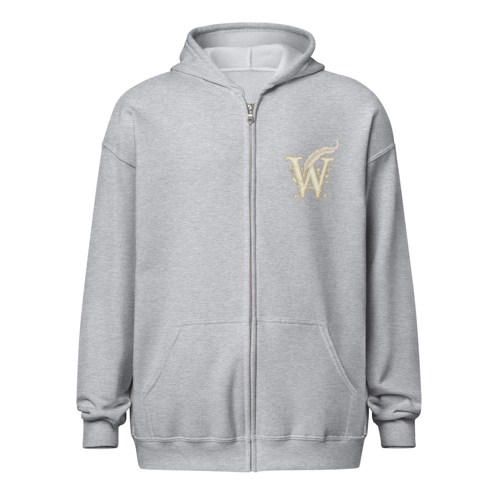 Book lover zip hoodie with glimmer of light design in sport grey
