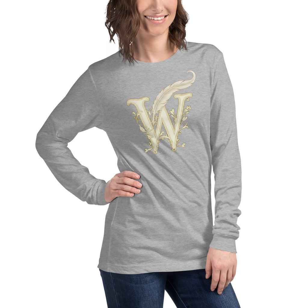 Wordwhispers Signature Long Sleeve Tee - Literary Gift for Readers & Writers - Athletic Heather