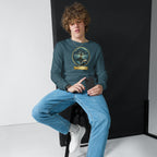 Mystical Tree Gold Ribbon unisex long sleeve t-shirt, front view — soft cotton tee with glowing tree and gold ribbon design — deep teal