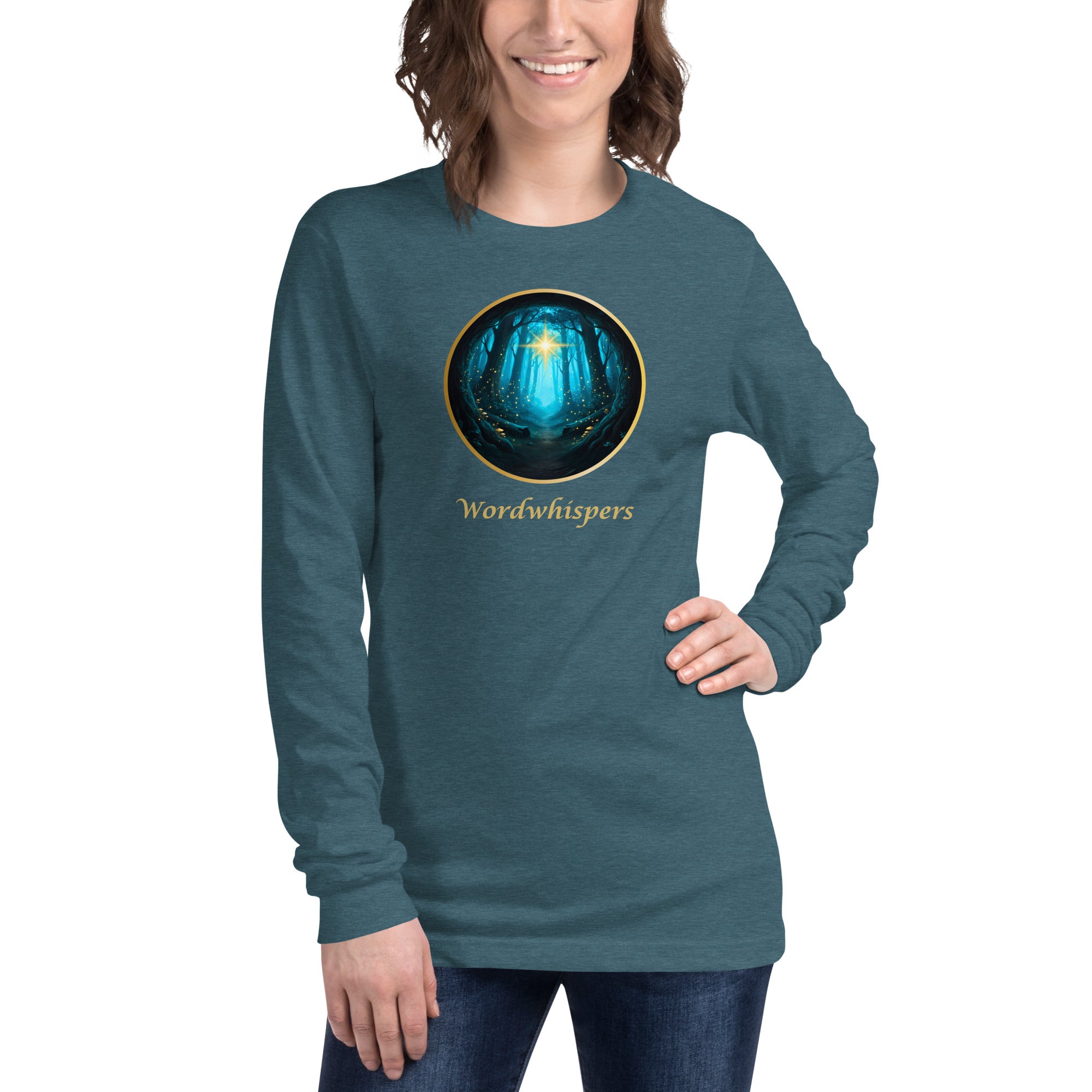 Glimmer of Light Literary Long Sleeve Tee - Book Lover Gift - Deep Teal