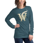 Wordwhispers Signature Long Sleeve Tee - Literary Gift for Readers & Writers - Heather Deep Teal
