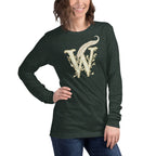 Wordwhispers Signature Long Sleeve Tee - Literary Gift for Readers & Writers - Heather Forest