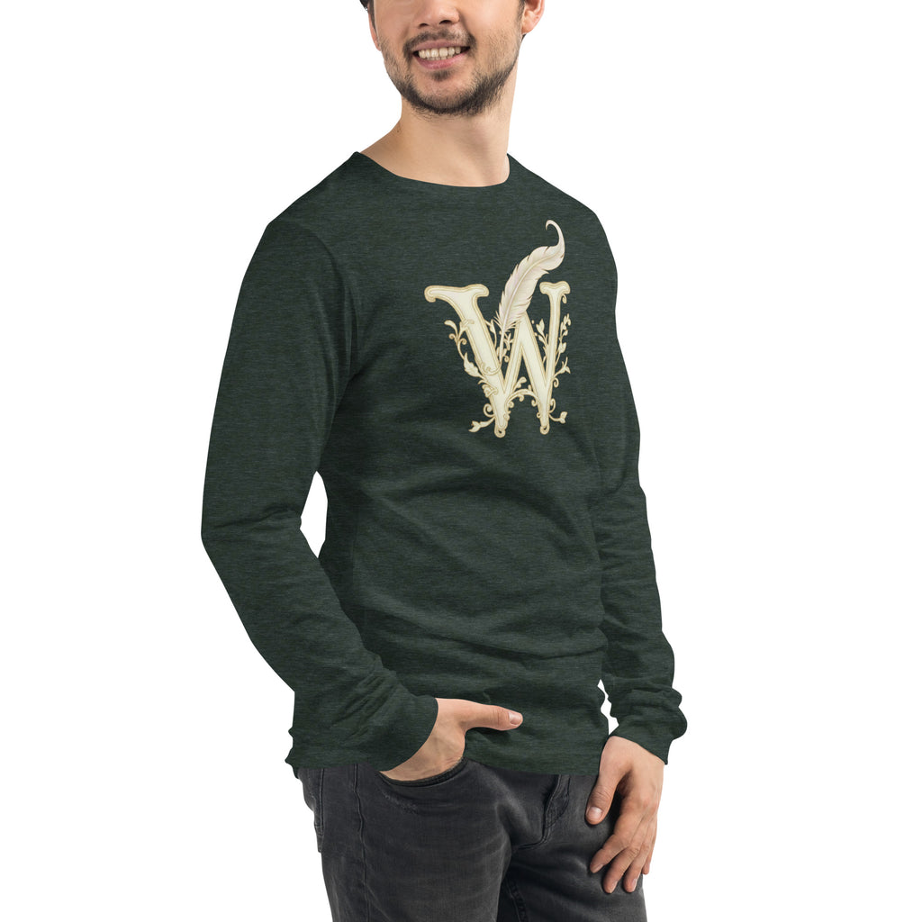 Wordwhispers Signature Long Sleeve Tee - Literary Gift for Readers & Writers - Heather Forest