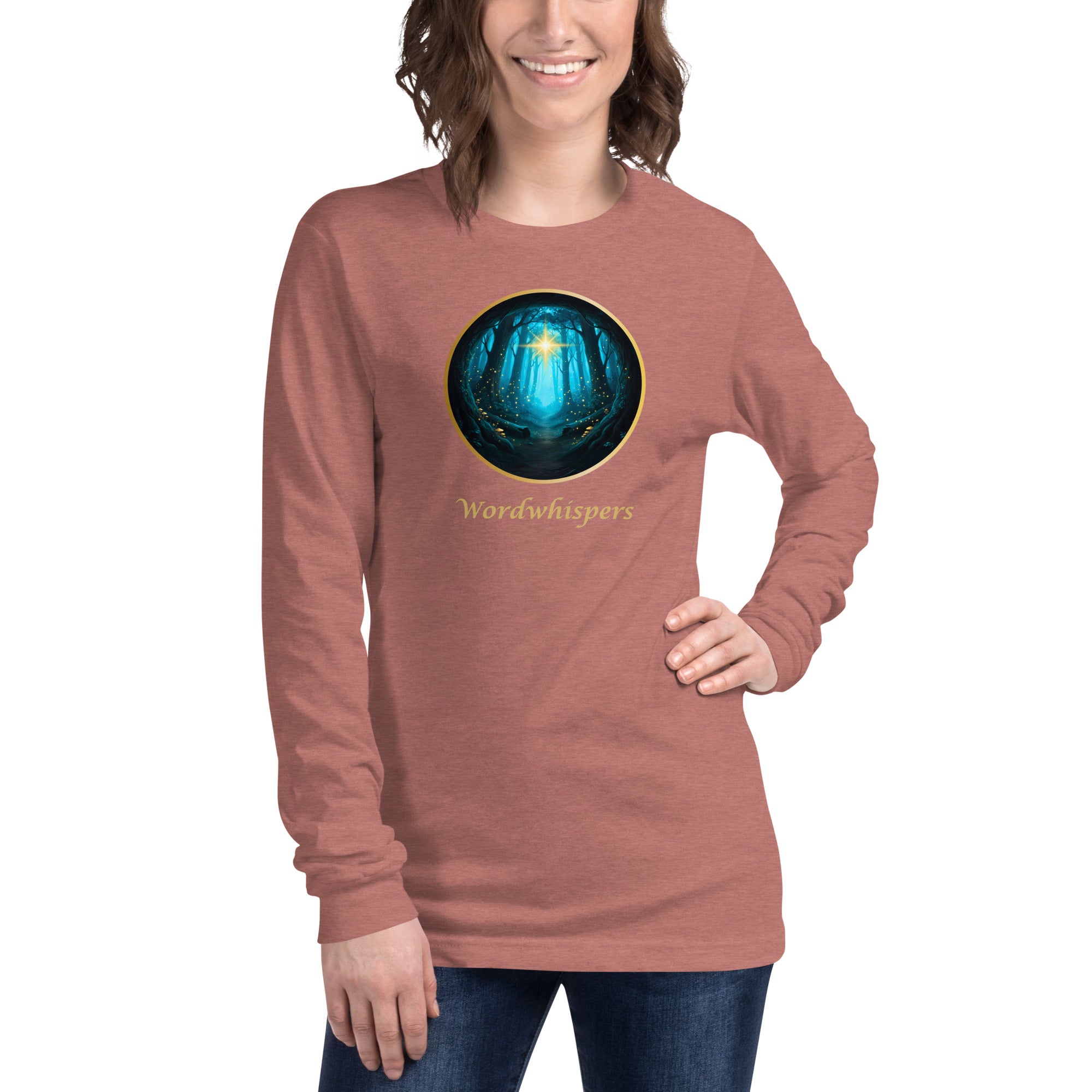 Glimmer of Light Literary Long Sleeve Tee - Book Lover Gift - Heather Mauve