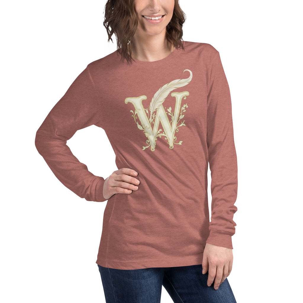 Wordwhispers Signature Long Sleeve Tee - Literary Gift for Readers & Writers - Heather Mauve