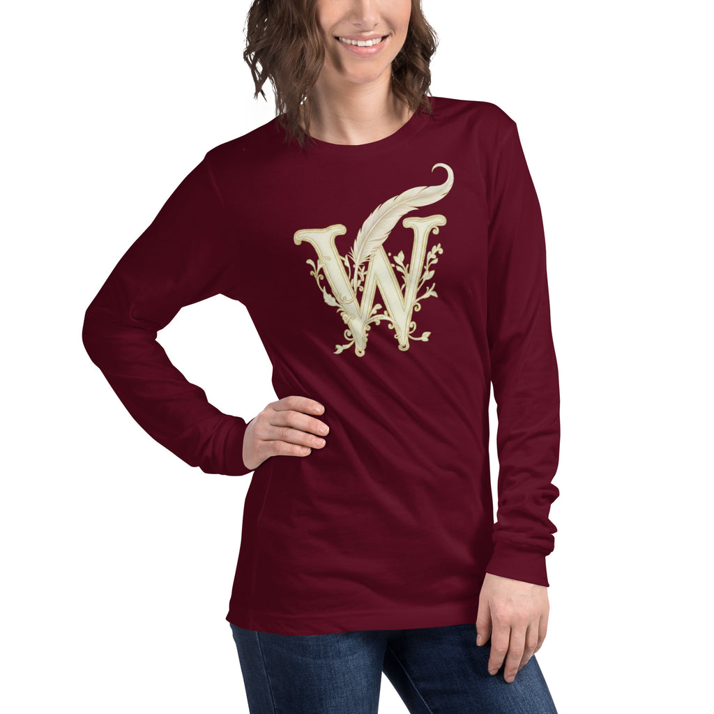 Wordwhispers Signature Long Sleeve Tee - Literary Gift for Readers & Writers - Maroon