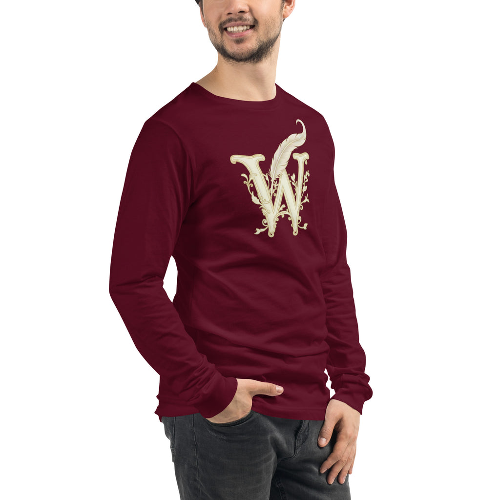 Wordwhispers Signature Long Sleeve Tee - Literary Gift for Readers & Writers - Maroon
