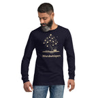 Literary long sleeve unisex t-shirt with Enchanted Tree Glowing Books design in Navy