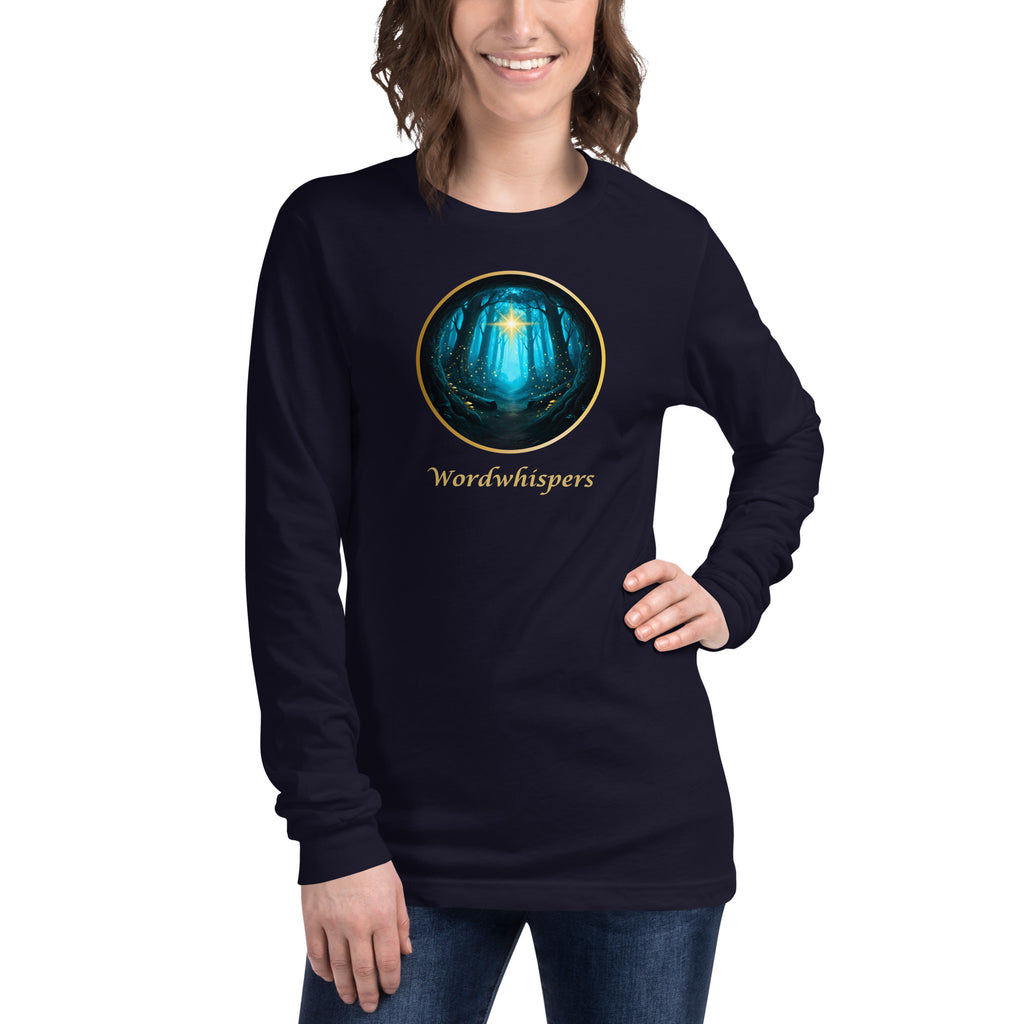 Glimmer of Light Literary Long Sleeve Tee - Book Lover Gift - Navy