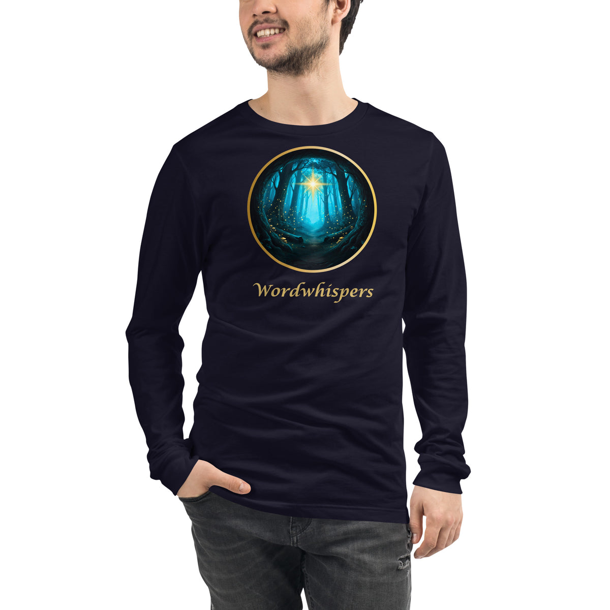 Glimmer of Light long sleeve tee in extended size 2XL in navy