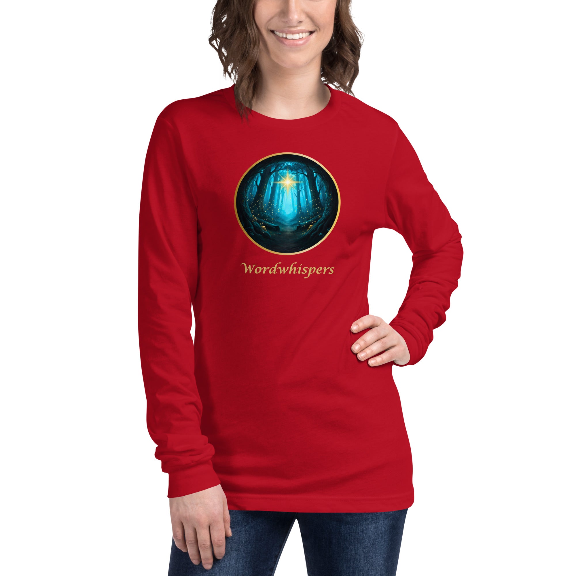 Glimmer of Light Literary Long Sleeve Tee - Book Lover Gift - Red
