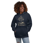 Literary ultra soft unisex hoodie with Enchanted Tree Glowing Books design in navy