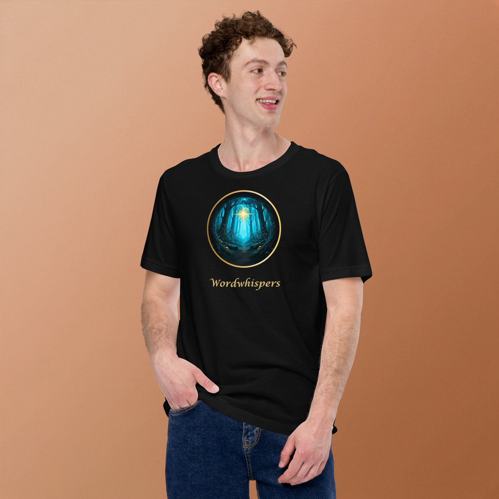 Literary t-shirt - Glimmer of Light design - for readers and writers - unisex - black