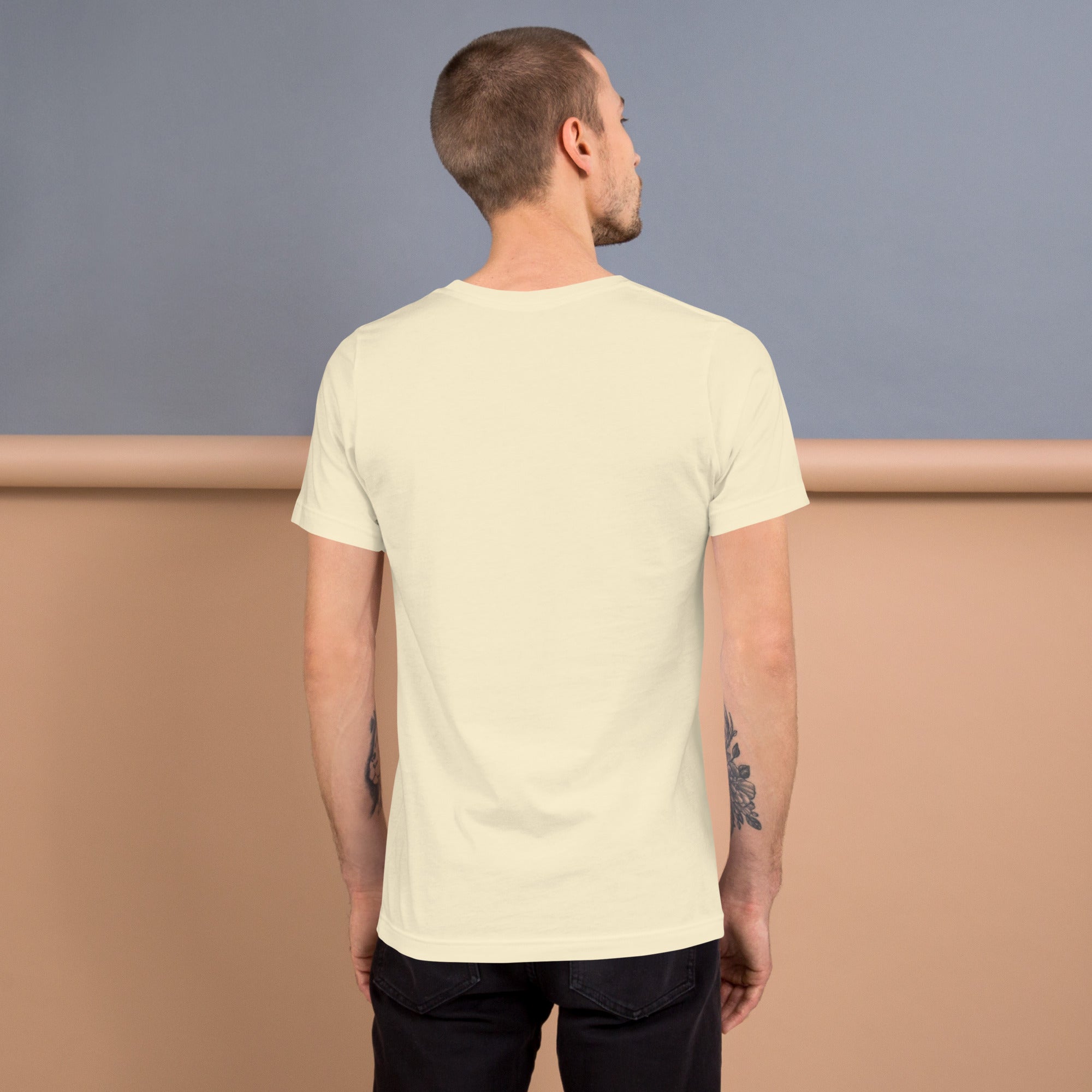 Book lover t-shirt natural back - Mystical Tree Reflective Waters - premium unisex literary apparel
