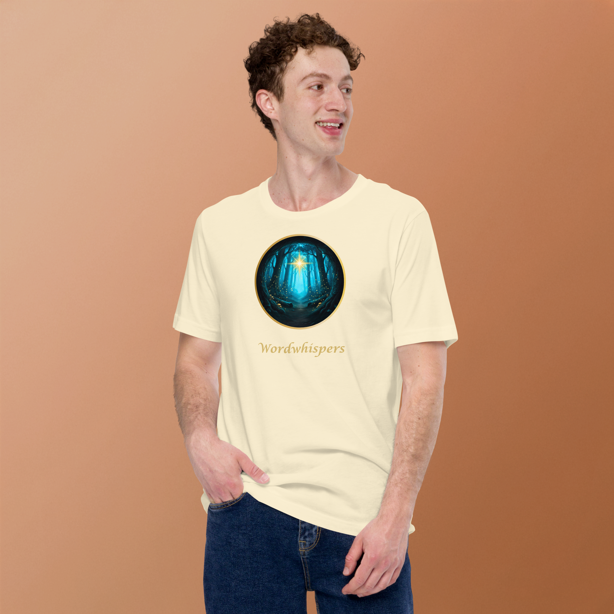Literary t-shirt - Glimmer of Light design - for readers and writers - unisex - natural