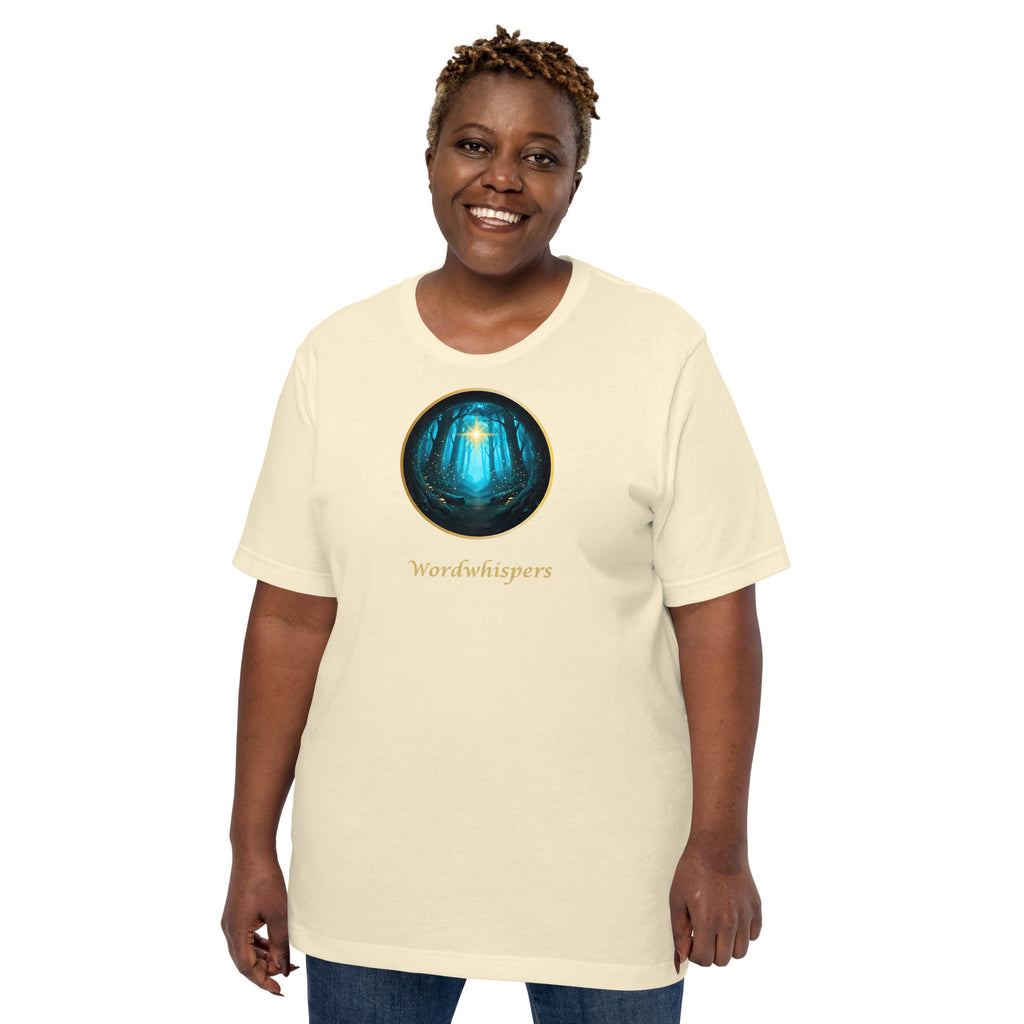 Literary t-shirt - Glimmer of Light design - for readers and writers - unisex - natural