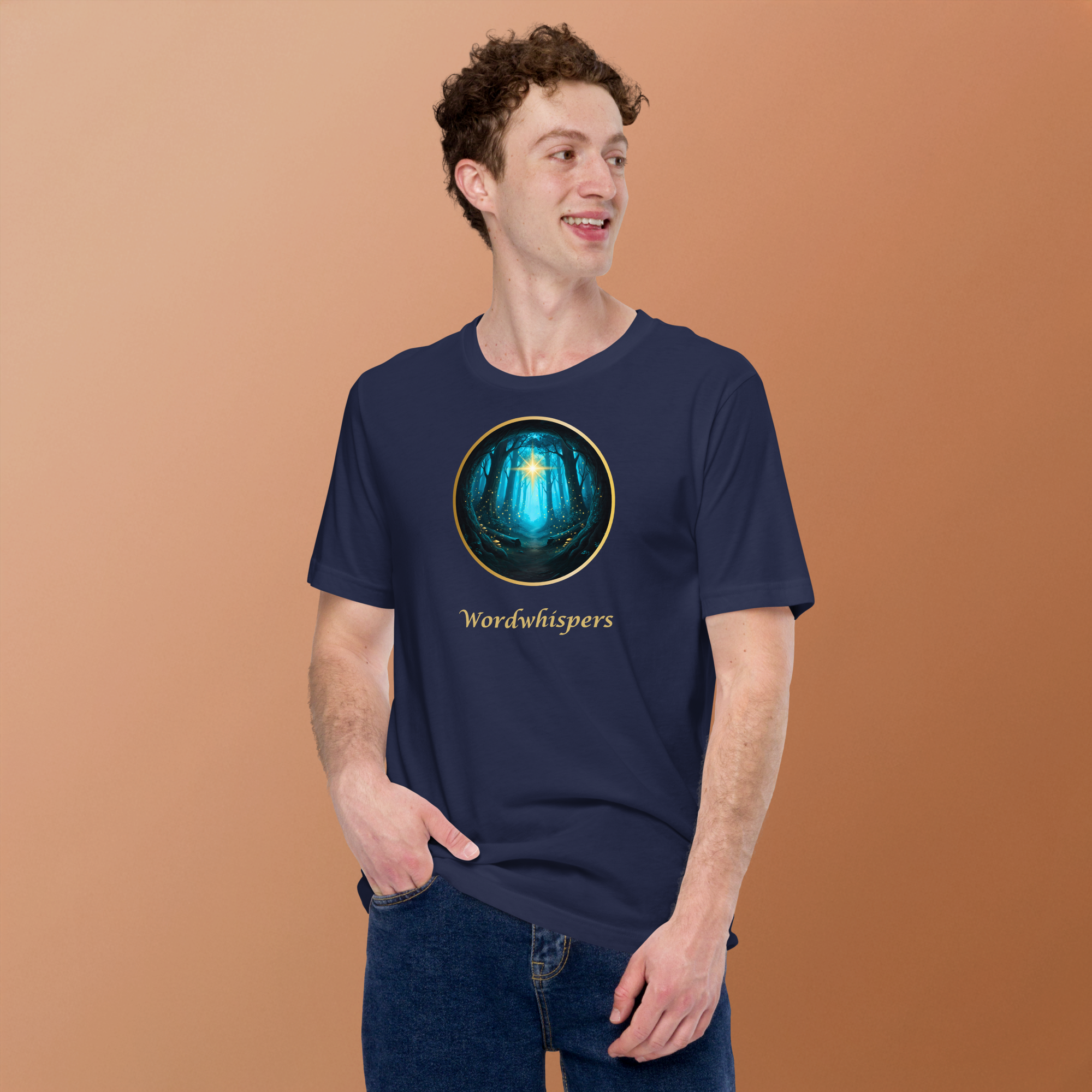 Literary t-shirt - Glimmer of Light design - for readers and writers - unisex - navy