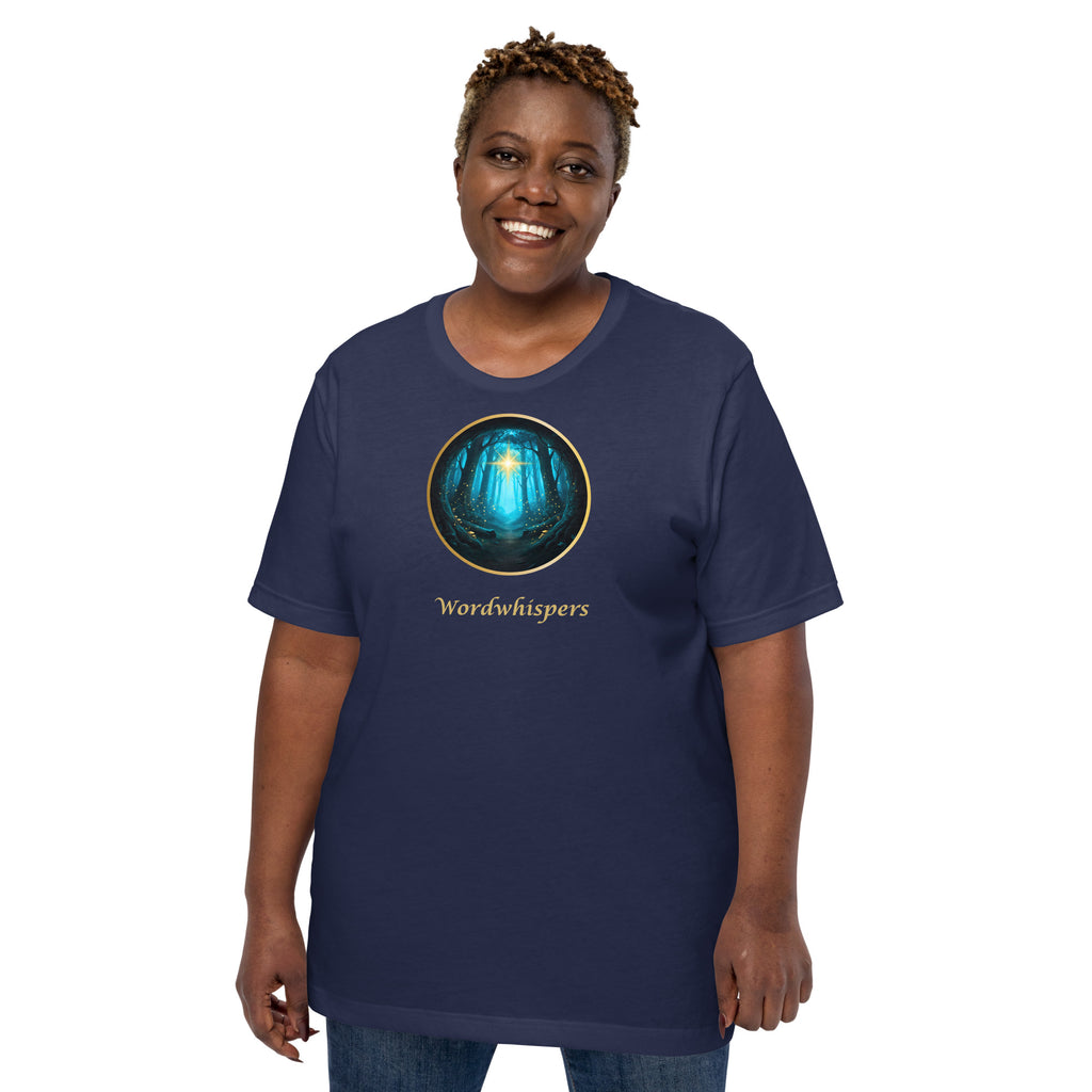 Literary t-shirt - Glimmer of Light design - for readers and writers - unisex - navy