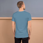Book lover t-shirt steel blue back - Mystical Tree Reflective Waters - premium unisex literary apparel