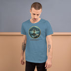 Book lover t-shirt steel blue - Mystical Tree Reflective Waters design - unisex soft style literary tee