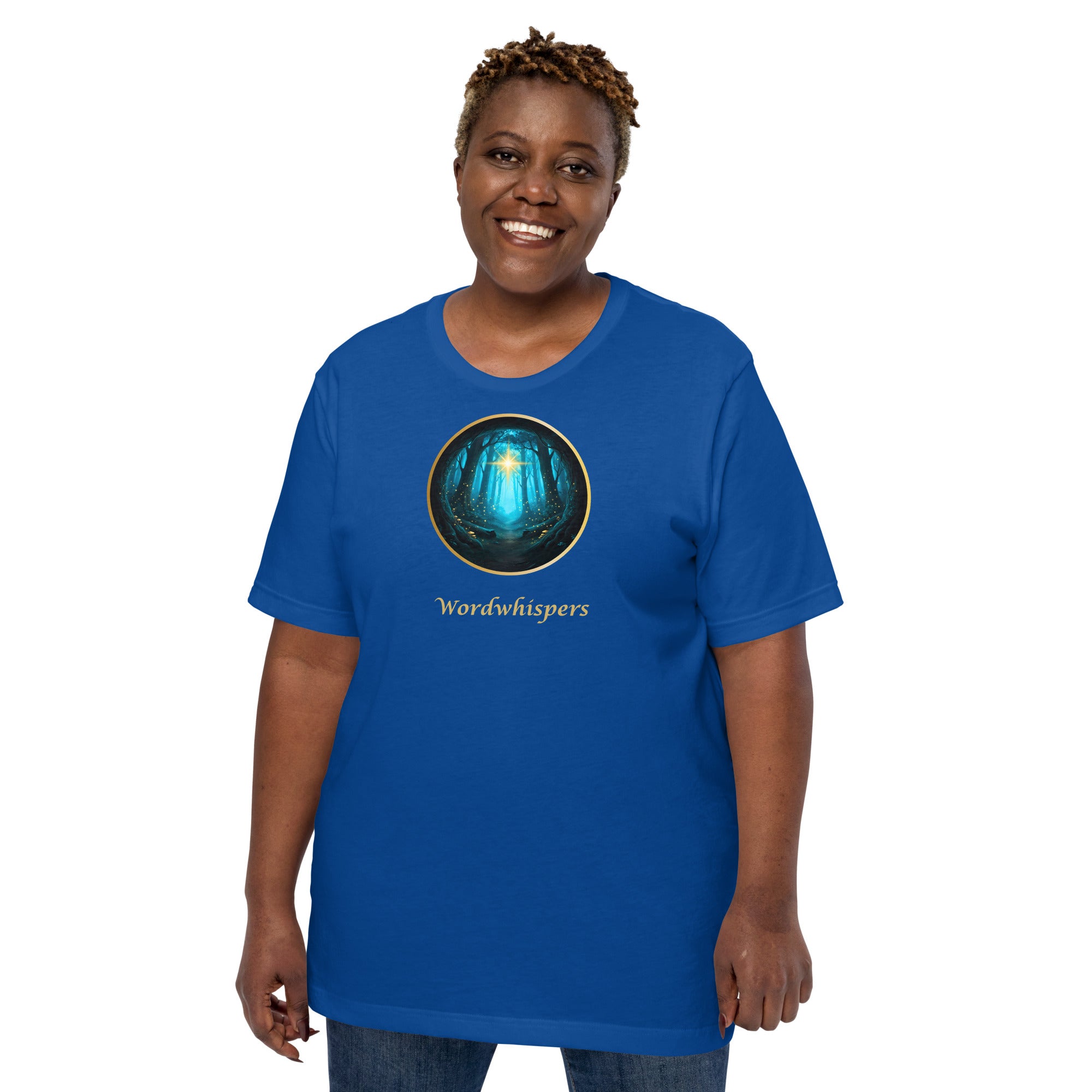 Literary t-shirt - Glimmer of Light design - for readers and writers - unisex - true royal