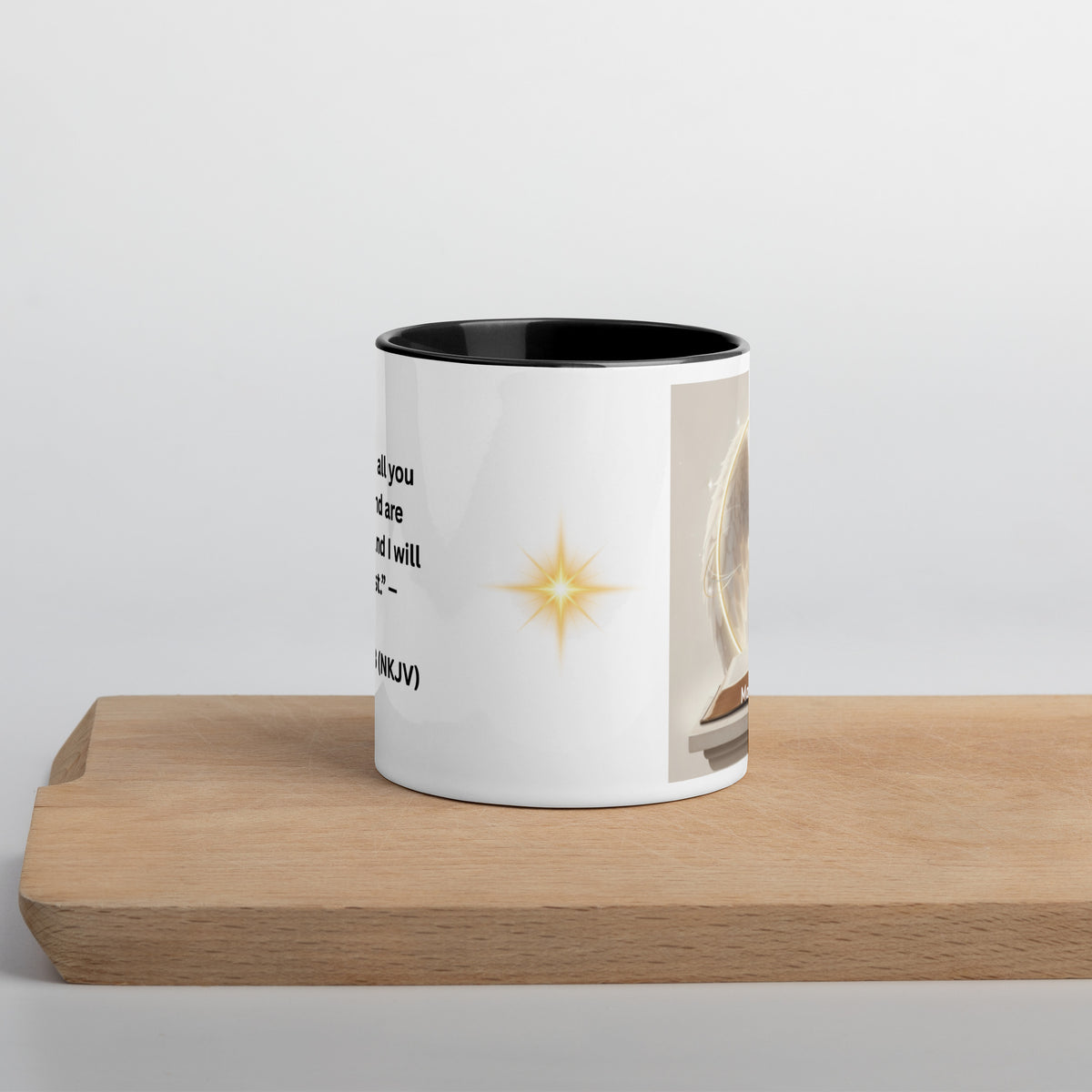 Inspirational mug accent - Promise of Rest Matthew 11:28 side view - premium ceramic mug
