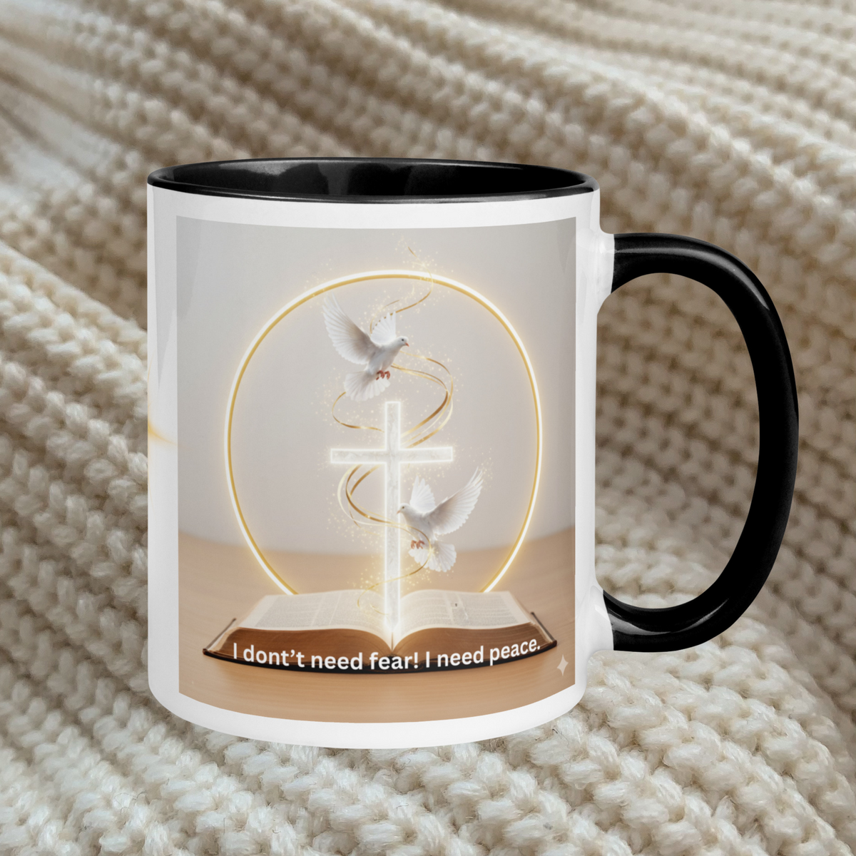 Inspirational mug accent - Vision of the Night Job 33 - 11oz ceramic mug black interior