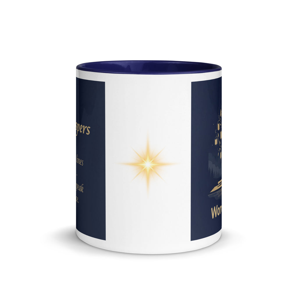 Book lover mug blue accent - Enchanted Tree Story Magic side view - premium ceramic mug