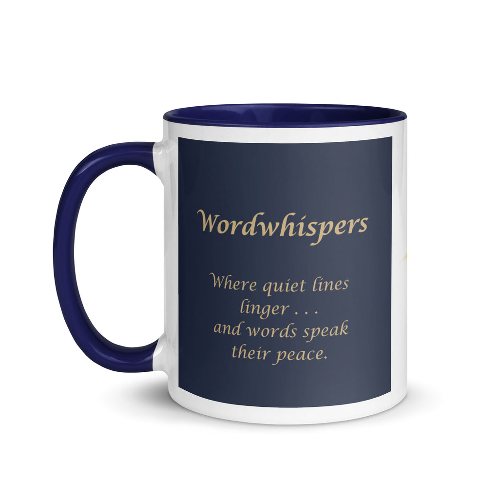 Book lover mug blue accent - Enchanted Tree Story Magic back view - literary gift
