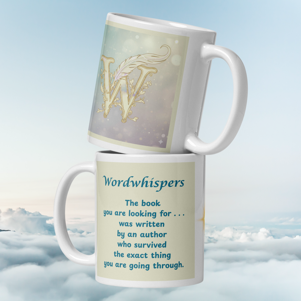 White glossy 11 oz writer mug front view — Chapter 01: Writers Read by Doris Writes
