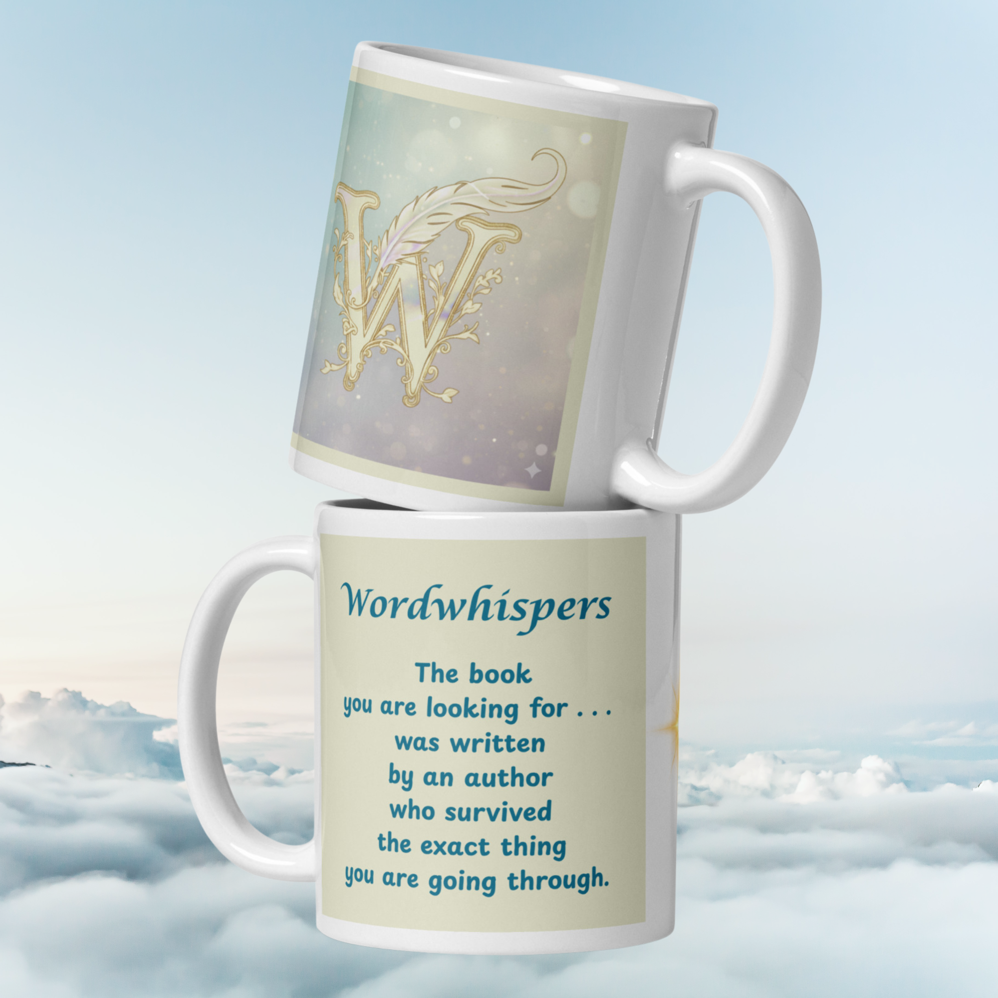 White glossy 11 oz writer mug front view — Chapter 01: Writers Read by Doris Writes