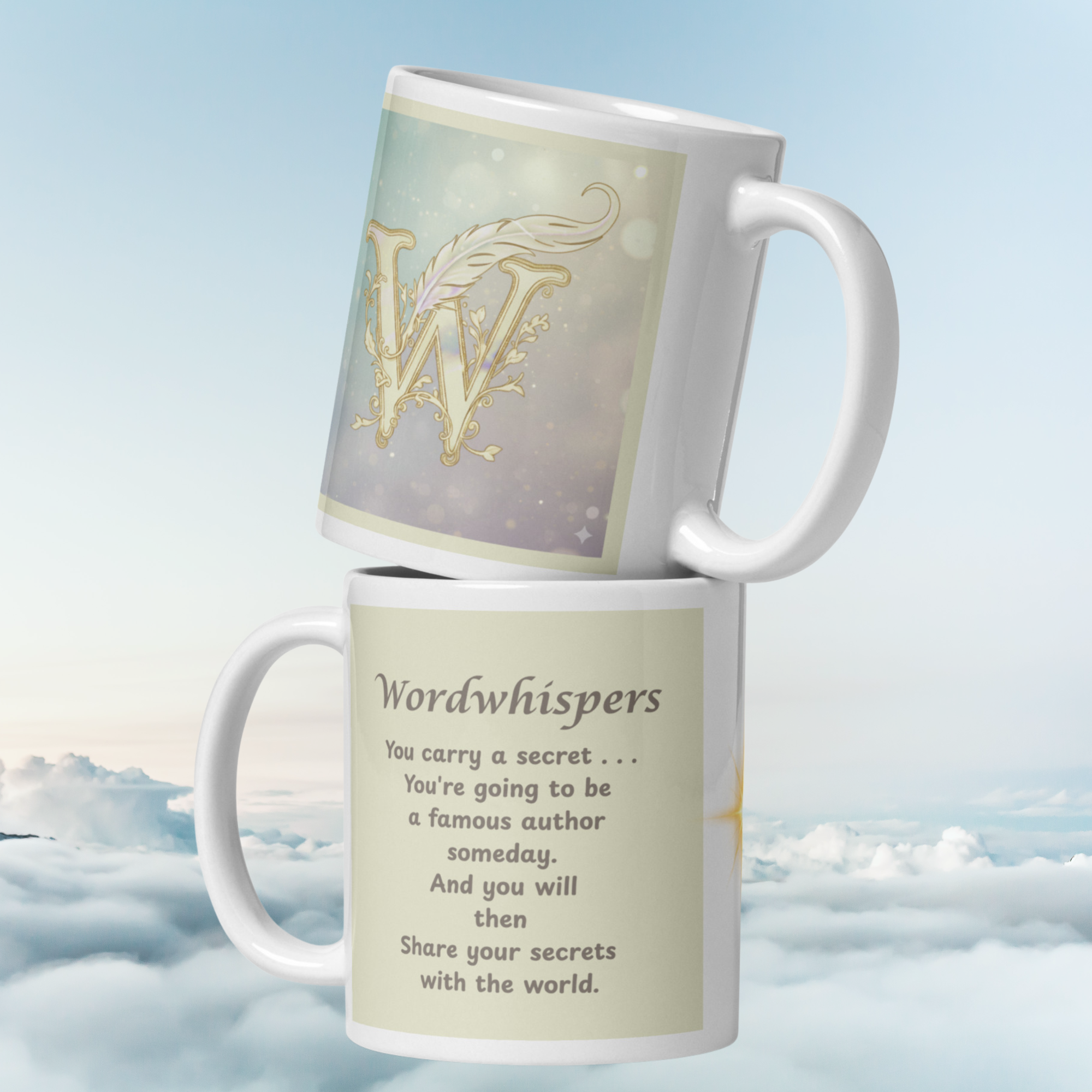 White glossy 11 oz writer mug front view — Chapter 02: Writers Write by Doris Writes
