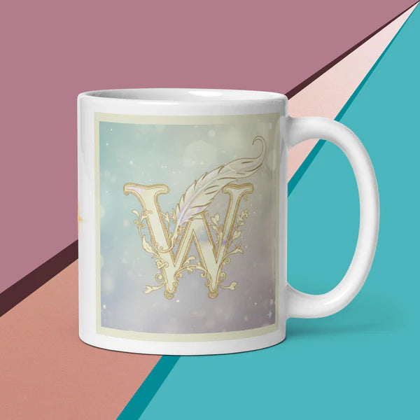White ceramic mug with rainbow-colored "You call it a learning curve, I call it a crash site" quote text — Wordwhispers creative gift for writers