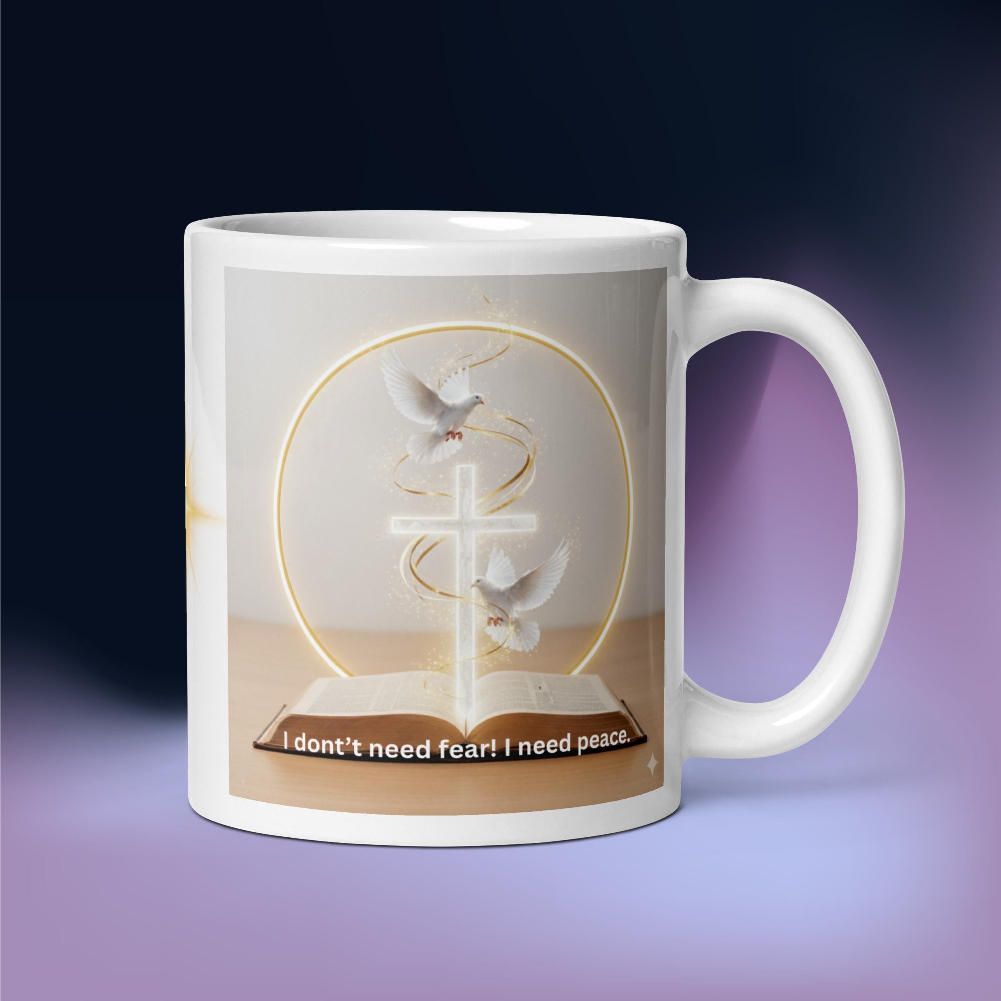 Inspirational mug white - Vision of the Night Job 33 - 11oz glossy ceramic coffee mug